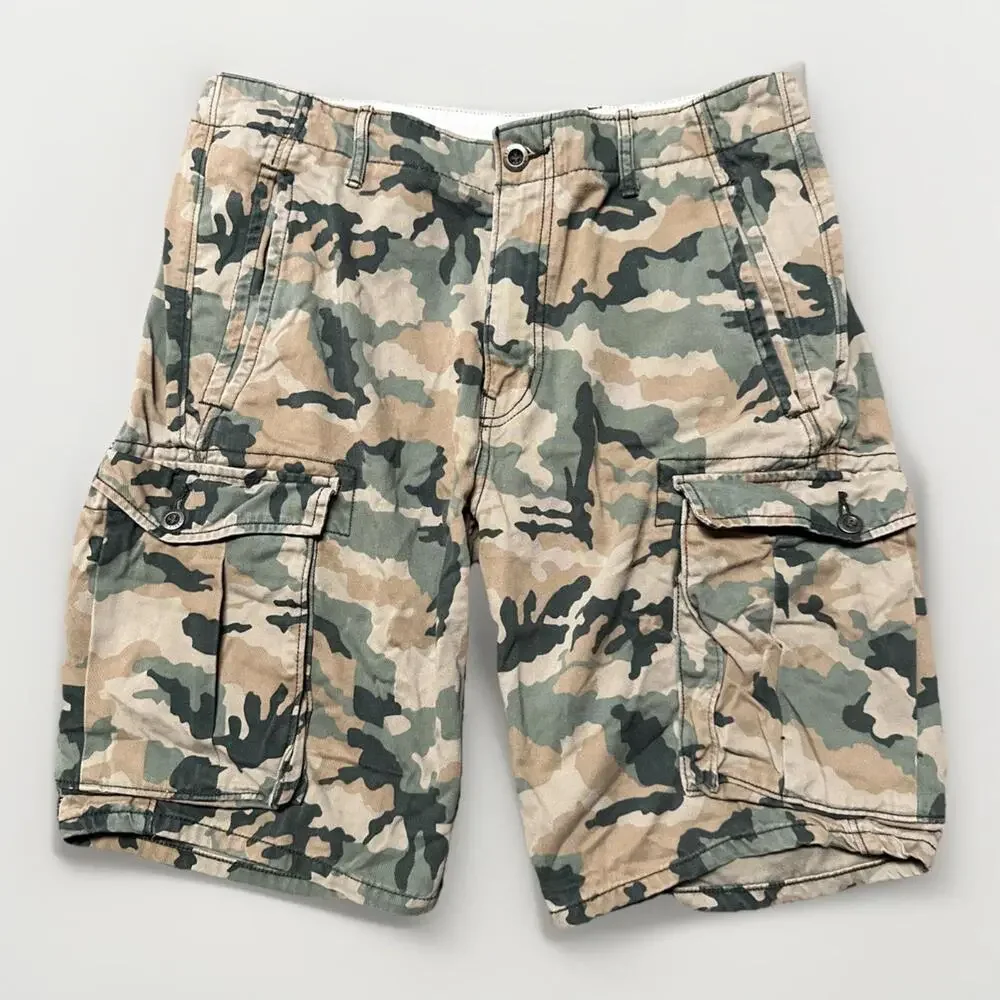 Vintage Levi's Strauss Cargo Shorts Men 32 Camouflage Brown Green‎ 33x10